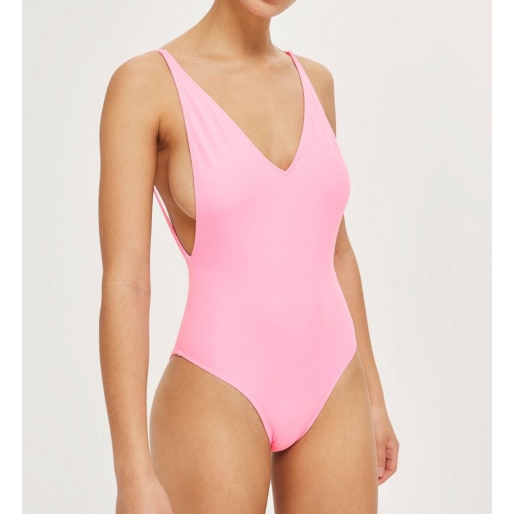 TOPSHOP Pink Plunge Swimsuit 10